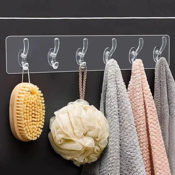 Self Adhesive Transparent 6 Hook Patt