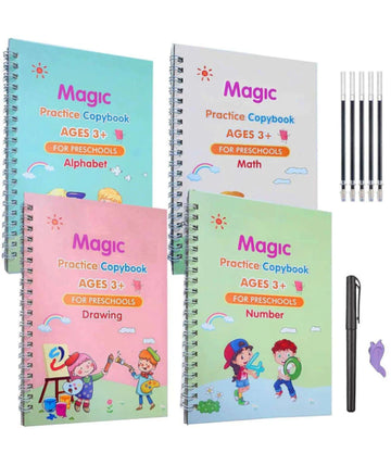 Sank Magic Books Set | 4 Books With Pen & Refills Reusable