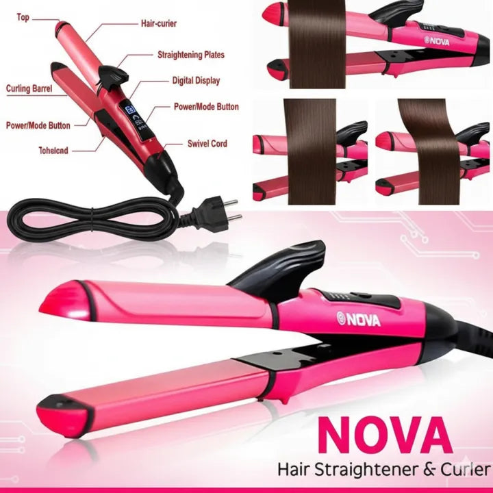 Nova Professional 2 In 1 Hair Straightener & Curler