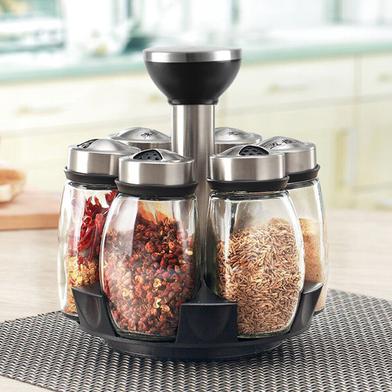 1 Set, Revolving Spice Rack With 6 Spice Jar