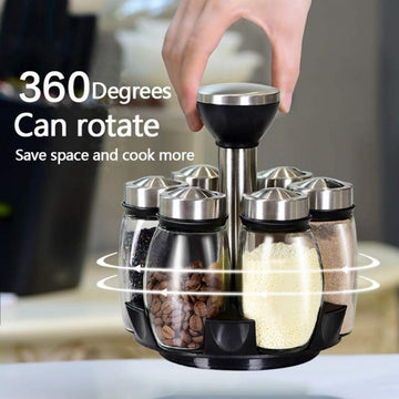 1 Set, Revolving Spice Rack With 6 Spice Jar